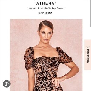 House of CB Leopard Print Puff Sleeve Dress